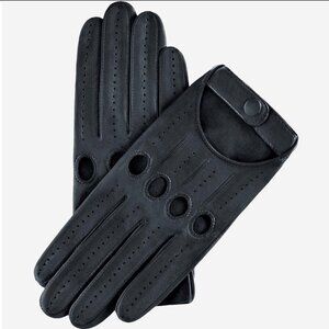 FRATELLI ORSINI Alessa Black Italian Lambskin Leather Classic Driving Gloves 7.5